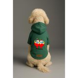 monopetz Baskılı İçi Polarlı Köpek Ve Kedi Kıyafeti & Elbisesi - Yeşil Renk Kapüşonlu Hoodie Bc8A5 Xl