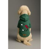 monopetz Baskılı İçi Polarlı Köpek Ve Kedi Kıyafeti & Elbisesi - Yeşil Renk Kapüşonlu Hoodie Bea80 Xl