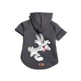 monopetz Kapişonlu Polar Sweatshirt Köpek ve Kedi Kıyafeti & Elbisesi - Antrasit Bugs Bunny L Beden