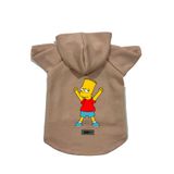monopetz Kapişonlu Polar Sweatshirt Köpek ve Kedi Kıyafeti & Elbisesi Bej Bart Simpson XL