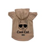 monopetz Kapişonlu Polar Sweatshirt Köpek ve Kedi Kıyafeti & Elbisesi Bej Cool cat L