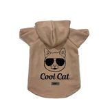 monopetz Kapişonlu Polar Sweatshirt Köpek ve Kedi Kıyafeti & Elbisesi Bej Cool cat M