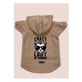 monopetz Kapişonlu Polar Sweatshirt Köpek ve Kedi Kıyafeti & Elbisesi - Bej Crazy Cat M Beden