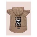 monopetz Kapişonlu Polar Sweatshirt Köpek ve Kedi Kıyafeti & Elbisesi - Bej Crazy Cat S Beden