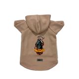 monopetz Kapişonlu Polar Sweatshirt Köpek ve Kedi Kıyafeti & Elbisesi Bej Happy Halloween Azrail M