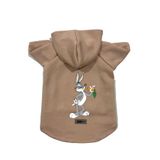 monopetz Kapişonlu Polar Sweatshirt Köpek ve Kedi Kıyafeti & Elbisesi Bej Yeni Bugs Bunny S