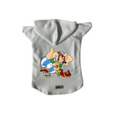 monopetz Kapişonlu Polar Sweatshirt Köpek ve Kedi Kıyafeti & Elbisesi Beyaz Astrix Obelix L
