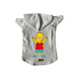 monopetz Kapişonlu Polar Sweatshirt Köpek ve Kedi Kıyafeti & Elbisesi Beyaz Bart Simpson S