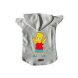 monopetz Kapişonlu Polar Sweatshirt Köpek ve Kedi Kıyafeti & Elbisesi Beyaz Bart Simpson XS