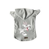 monopetz Kapişonlu Polar Sweatshirt Köpek ve Kedi Kıyafeti & Elbisesi - Beyaz Bugs Bunny XL Beden