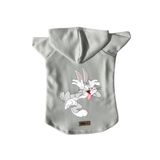 monopetz Kapişonlu Polar Sweatshirt Köpek ve Kedi Kıyafeti & Elbisesi - Beyaz Bugs Bunny XS Beden