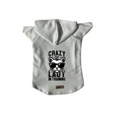 monopetz Kapişonlu Polar Sweatshirt Köpek ve Kedi Kıyafeti & Elbisesi - Beyaz Crazy Cat XL Beden