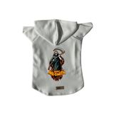 monopetz Kapişonlu Polar Sweatshirt Köpek ve Kedi Kıyafeti & Elbisesi Beyaz Happy Halloween Azrail L