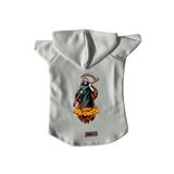 monopetz Kapişonlu Polar Sweatshirt Köpek ve Kedi Kıyafeti & Elbisesi Beyaz Happy Halloween Azrail S