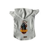 monopetz Kapişonlu Polar Sweatshirt Köpek ve Kedi Kıyafeti & Elbisesi Beyaz Happy Halloween Azrail XL