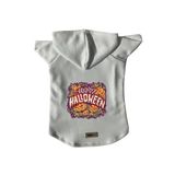 monopetz Kapişonlu Polar Sweatshirt Köpek ve Kedi Kıyafeti & Elbisesi Beyaz Happy Halloween L