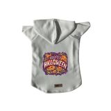 monopetz Kapişonlu Polar Sweatshirt Köpek ve Kedi Kıyafeti & Elbisesi Beyaz Happy Halloween M