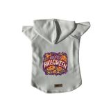 monopetz Kapişonlu Polar Sweatshirt Köpek ve Kedi Kıyafeti & Elbisesi Beyaz Happy Halloween XL