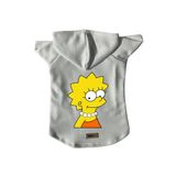 monopetz Kapişonlu Polar Sweatshirt Köpek ve Kedi Kıyafeti & Elbisesi Beyaz Lisa Simpson L