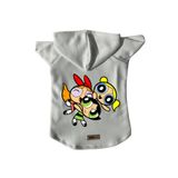 monopetz Kapişonlu Polar Sweatshirt Köpek Ve Kedi Kıyafeti & Elbisesi Beyaz Power Puff Girls L