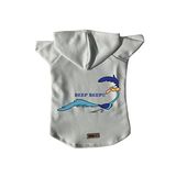 monopetz Kapişonlu Polar Sweatshirt Köpek ve Kedi Kıyafeti & Elbisesi - Beyaz Road Runner L Beden