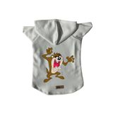 monopetz Kapişonlu Polar Sweatshirt Köpek ve Kedi Kıyafeti & Elbisesi - Beyaz Tazmanya Canavarı XL Beden