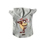 monopetz Kapişonlu Polar Sweatshirt Köpek Ve Kedi Kıyafeti & Elbisesi Beyaz Yeni Tazmanya Canavarı M