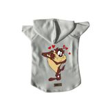 monopetz Kapişonlu Polar Sweatshirt Köpek Ve Kedi Kıyafeti & Elbisesi Beyaz Yeni Tazmanya Canavarı S