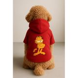 monopetz Kapişonlu Polar Sweatshirt Köpek Ve Kedi Kıyafeti & Elbisesi Garfield Kırmızı XL