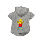 monopetz Kapişonlu Polar Sweatshirt Köpek ve Kedi Kıyafeti & Elbisesi Gri Bart Simpson M