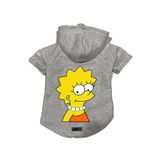 monopetz Kapişonlu Polar Sweatshirt Köpek ve Kedi Kıyafeti & Elbisesi Gri Lisa Simpson XS
