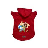 monopetz Kapişonlu Polar Sweatshirt Köpek ve Kedi Kıyafeti & Elbisesi Kırmızı Astrix Obelix L