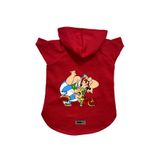 monopetz Kapişonlu Polar Sweatshirt Köpek ve Kedi Kıyafeti & Elbisesi Kırmızı Astrix Obelix M