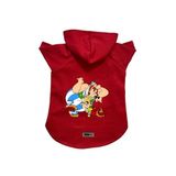 monopetz Kapişonlu Polar Sweatshirt Köpek ve Kedi Kıyafeti & Elbisesi Kırmızı Astrix Obelix XS