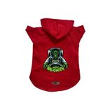 monopetz Kapişonlu Polar Sweatshirt Köpek Ve Kedi Kıyafeti & Elbisesi Kırmızı Astronot Frankenstein S