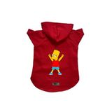 monopetz Kapişonlu Polar Sweatshirt Köpek ve Kedi Kıyafeti & Elbisesi Kırmızı Bart Simpson XL