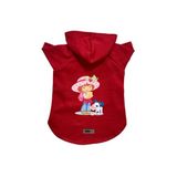 monopetz Kapişonlu Polar Sweatshirt Köpek ve Kedi Kıyafeti & Elbisesi Kırmızı Çilek Kız L
