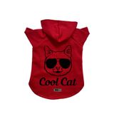 monopetz Kapişonlu Polar Sweatshirt Köpek ve Kedi Kıyafeti & Elbisesi Kırmızı Cool cat L