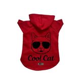 monopetz Kapişonlu Polar Sweatshirt Köpek ve Kedi Kıyafeti & Elbisesi Kırmızı Cool cat S
