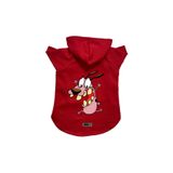 monopetz Kapişonlu Polar Sweatshirt Köpek ve Kedi Kıyafeti & Elbisesi Kırmızı Courage M