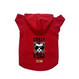 monopetz Kapişonlu Polar Sweatshirt Köpek ve Kedi Kıyafeti & Elbisesi - Kırmızı Crazy Cat S Beden