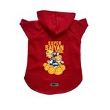 monopetz Kapişonlu Polar Sweatshirt Köpek ve Kedi Kıyafeti & Elbisesi Kırmızı Goku Vegeta XL