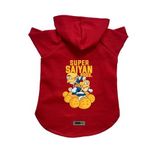 monopetz Kapişonlu Polar Sweatshirt Köpek ve Kedi Kıyafeti & Elbisesi Kırmızı Goku Vegeta XS