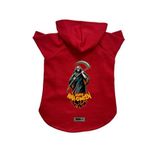 monopetz Kapişonlu Polar Sweatshirt Köpek ve Kedi Kıyafeti & Elbisesi Kırmızı Happy Halloween Azrail M