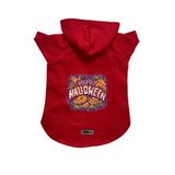monopetz Kapişonlu Polar Sweatshirt Köpek ve Kedi Kıyafeti & Elbisesi Kırmızı Happy Halloween XS