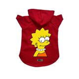 monopetz Kapişonlu Polar Sweatshirt Köpek ve Kedi Kıyafeti & Elbisesi Kırmızı Lisa Simpson S