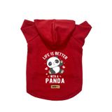 monopetz Kapişonlu Polar Sweatshirt Köpek ve Kedi Kıyafeti & Elbisesi - Kırmızı Panda L Beden