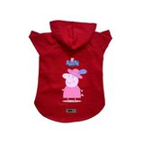 monopetz Kapişonlu Polar Sweatshirt Köpek ve Kedi Kıyafeti & Elbisesi Kırmızı Peppa Pig XS