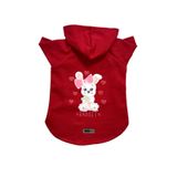 monopetz Kapişonlu Polar Sweatshirt Köpek ve Kedi Kıyafeti & Elbisesi Kırmızı Rabbit S