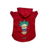 monopetz Kapişonlu Polar Sweatshirt Köpek Ve Kedi Kıyafeti & Elbisesi Kırmızı Rick And Morty S